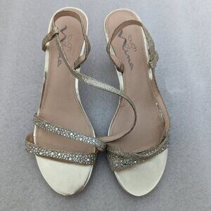 Touch of Nina golden color embellished heeled sandals size 7